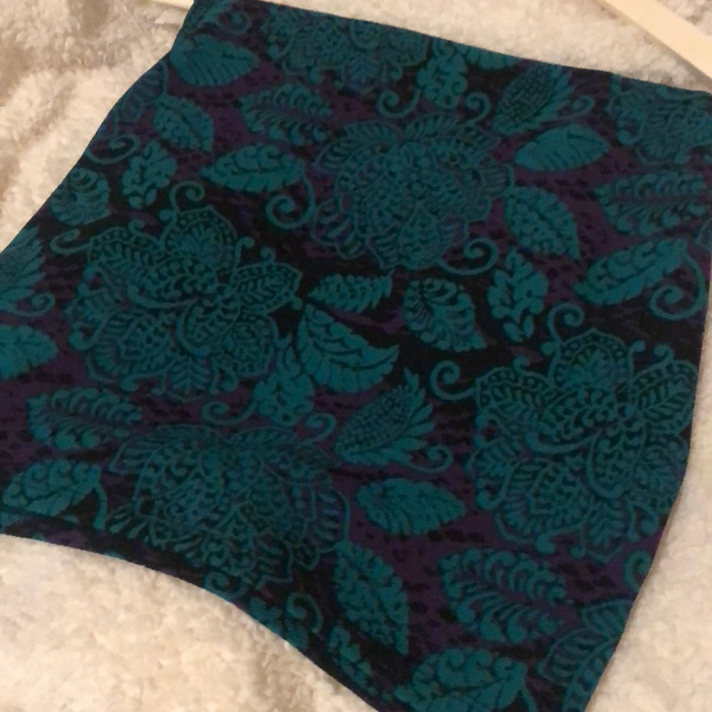 Lularoe green purple black Cassie pencil skirt EUC